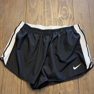 Nike Women's Black Athletic Shorts with White Side Panels